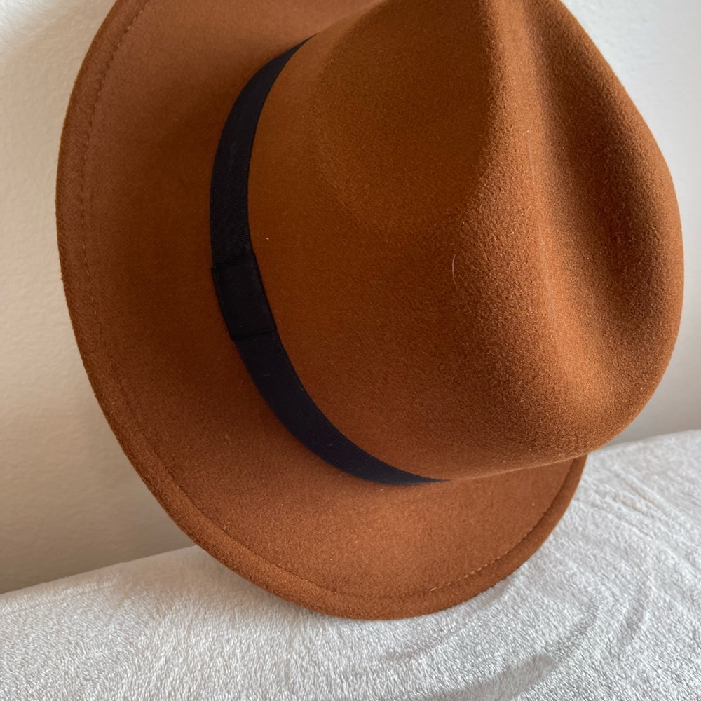 NWOT‎ H&M Brown Wool Fedora with Black Band - Picture 5 of 7